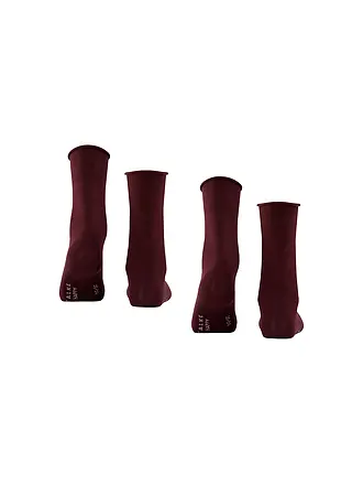 FALKE | Happy Chaussettes lot de 2 bleu marine foncé | dunkelrot